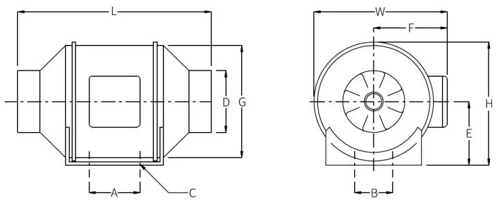 HVAC Ventilation Vents 880 Cfm Power Mixed Flow in-Line Duct Fan